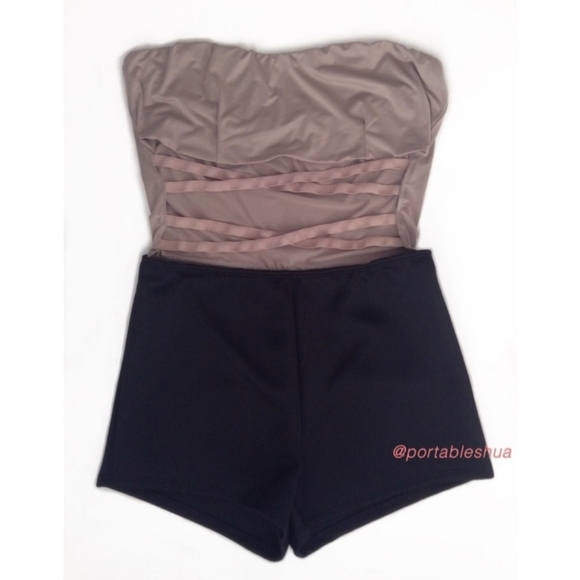 NWOT - Mocha Strapless Strappy Cut Out Romper - Picture 2 of 9